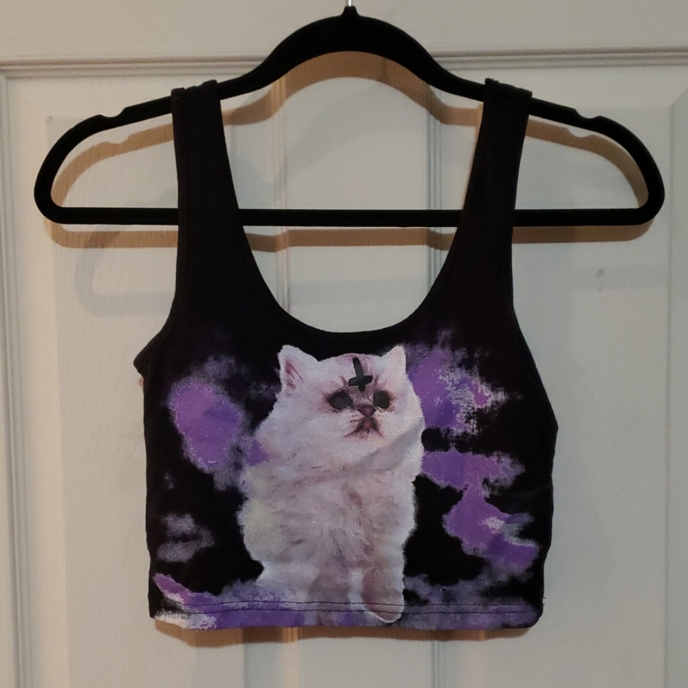 Goth kitten crop top